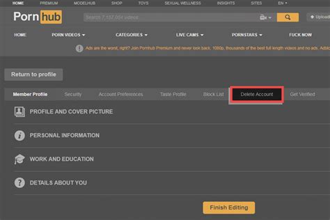 delete my pornhub account|How To Delete A Pornhub Account